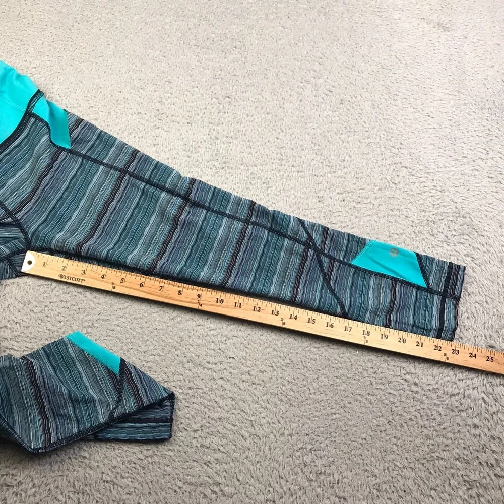 Lululemon Pace‎ Rival Crop Leggings Womens 4 Space Dyed Blue Pockets 23